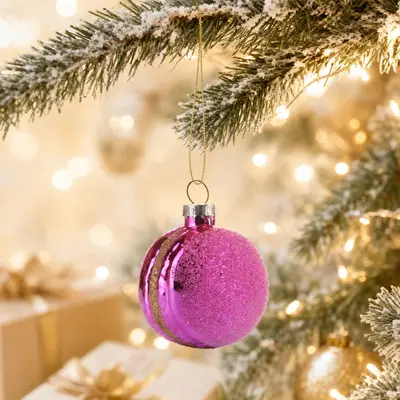 TH Parlak Pembe Yılbaşı Ağaç Topu