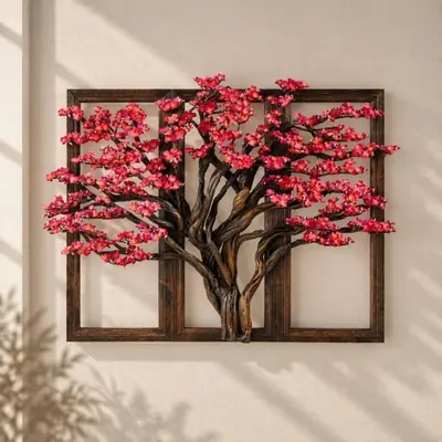 Üçlü Sakura Tablo - Kırmızı